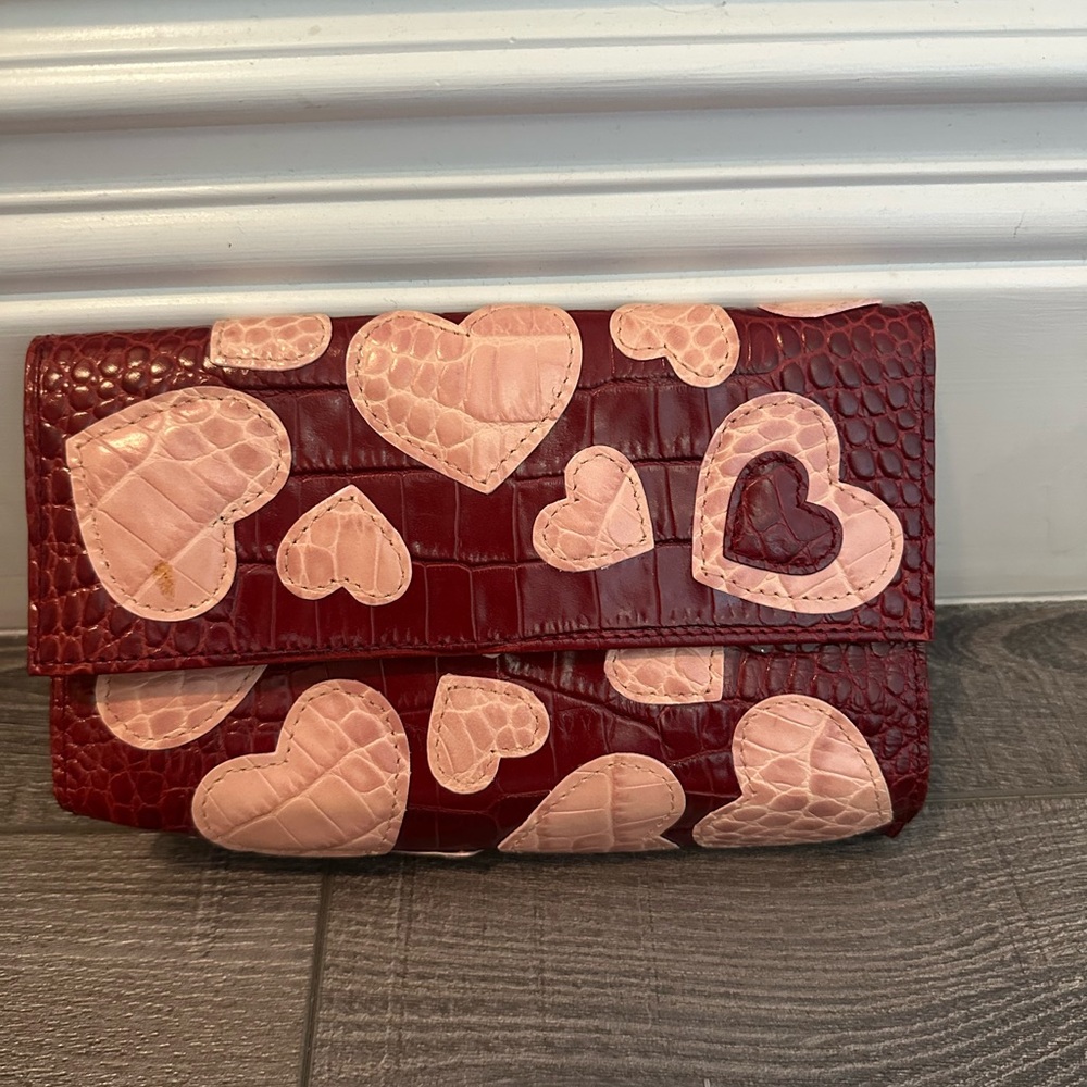 Brighton Heart Pattern Clutch - Red and Pink